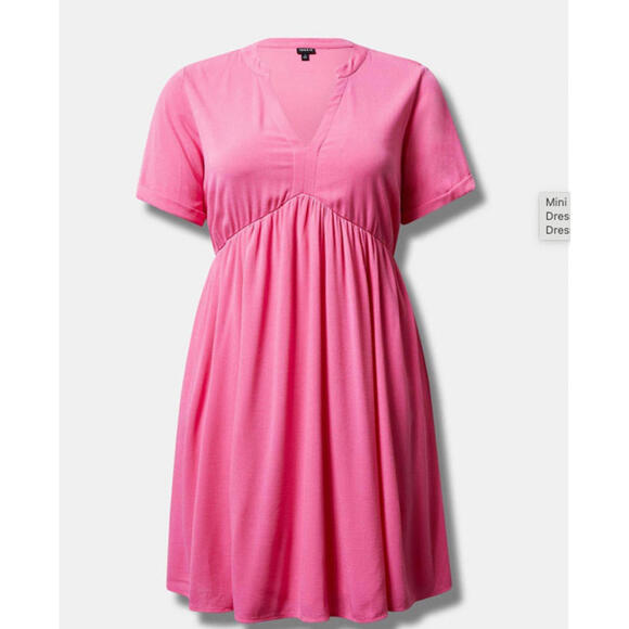 NWT Bright Pink Torrid Mini Washable Gauze Hi Low Waist Tunic Dress Sz 1 - Picture 4 of 9